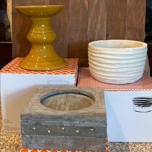 Gold Canyon Candle Holders and Bowl